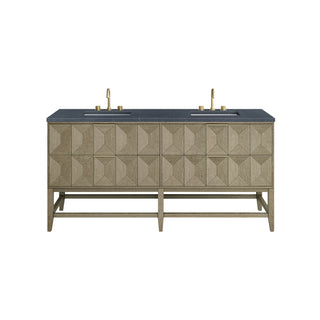 72 Inch Emmeline Freestanding Vanity in Pebble Oak / Charcoal Soapstone Top