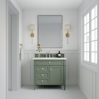 36 Inch Brittany Freestanding Vanity in Smokey Celadon / White Zeus Top
