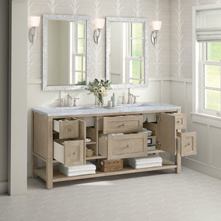 72 Inch Breckenridge Freestanding Vanity in Whitewashed Oak / Carrara White Top