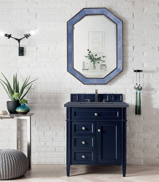 30 Inch Brittany Freestanding Vanity in Victory Blue / Charcoal Soapstone Top