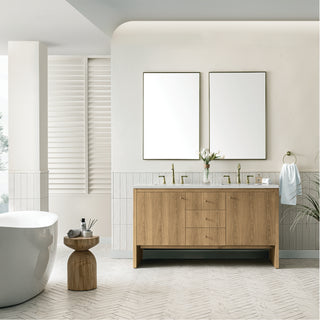 60 Inch Hudson Freestanding Vanity in Light Natural Oak / Lime Delight Top