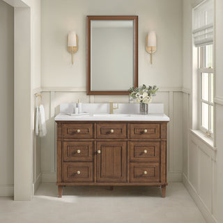 48 Inch Lorelai Freestanding Vanity in Mid-Century Walnut / White Zeus Top