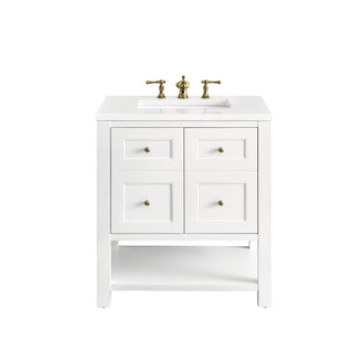 30 Inch Breckenridge Freestanding Vanity in Bright White / White Zeus Top