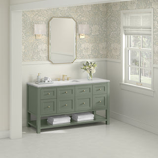 60 Inch Breckenridge Freestanding Vanity in Smokey Celadon / Arctic Fall Top