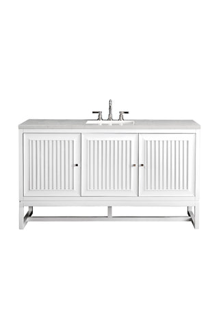 60 Inch Athens Dual Mount Vanity in Glossy White / Eternal Jasmine Pearl Top