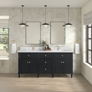 72 Inch Lorelai Freestanding Vanity in Black Onyx / White Zeus Top