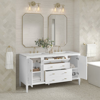 60 Inch Myrrin Freestanding Vanity in Bright White / Ethereal Noctis Top