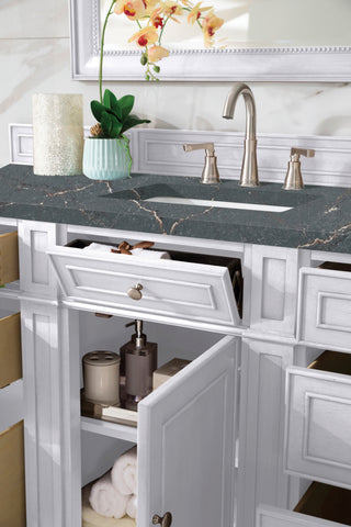 60 Inch Bristol Freestanding Vanity in Bright White / Parisien Bleu Top