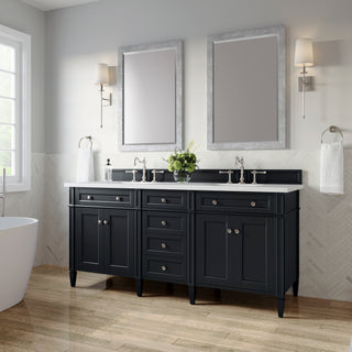 72 Inch Brittany Freestanding Vanity in Black Onyx / White Zeus Top