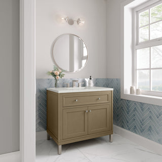 36 Inch Chicago Freestanding Vanity in Walnut Whisper / Lime Delight Top