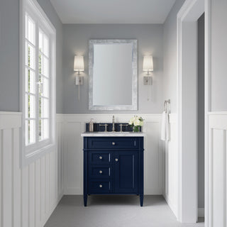 30 Inch Brittany Freestanding Vanity in Victory Blue / Victorian Silver Top