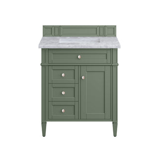30 Inch Brittany Freestanding Vanity in Smokey Celadon / Carrara White Top