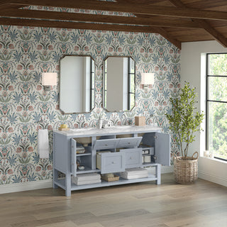 60 Inch Breckenridge Freestanding Vanity in Serenity Blue / Carrara White Top
