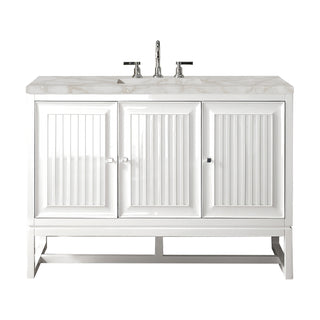 48 Inch Athens Dual Mount Vanity in Glossy White / Victorian Silver Top