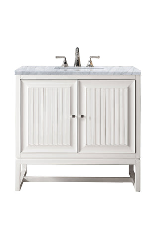 36 Inch Athens Dual Mount Vanity in Glossy White / Carrara White Top