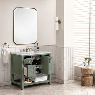 36 Inch Breckenridge Freestanding Vanity in Smokey Celadon / Ethereal Noctis Top