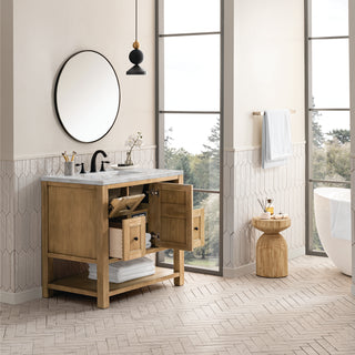 36 Inch Breckenridge Freestanding Vanity in Light Natural Oak / Victorian Silver Top