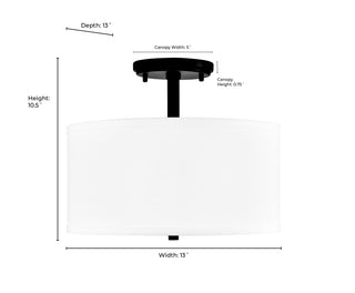 Guyten 13" Wide 2-Light Semi Flush - Brushed Nickel