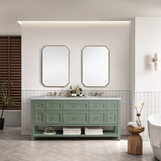 72 Inch Breckenridge Freestanding Vanity in Smokey Celadon / Arctic Fall Top