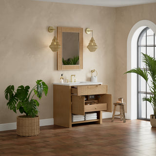 36 Inch Solene Freestanding Vanity in Seaside Oak / Eternal Jasmine Pearl Top