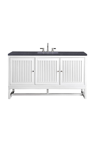 60 Inch Athens Dual Mount Vanity in Glossy White / Charcoal Soapstone Top