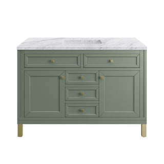 48 Inch Chicago Freestanding Vanity in Smokey Celadon / Carrara White Top
