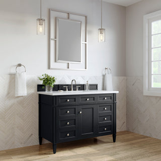 48 Inch Brittany Freestanding Vanity in Black Onyx / White Zeus Top