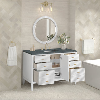 48 Inch Myrrin Freestanding Vanity in Bright White / Parisien Bleu Top
