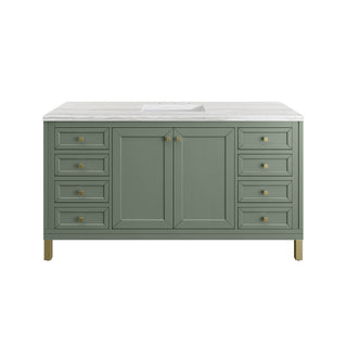60 Inch Chicago Freestanding Vanity in Smokey Celadon / Arctic Fall Top