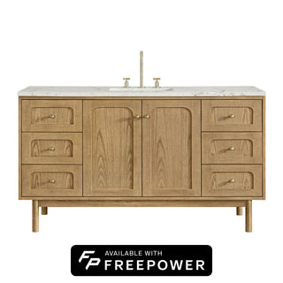 60 Inch Laurent Dual Mount Vanity in Light Natural Oak / Victorian Silver Top