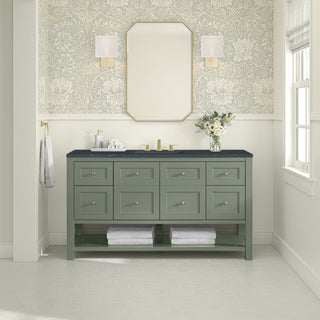60 Inch Breckenridge Freestanding Vanity in Smokey Celadon / Charcoal Soapstone Top