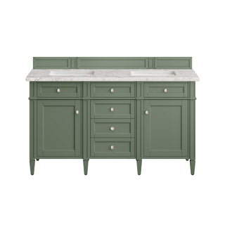 60 Inch Brittany Freestanding Vanity in Smokey Celadon / Eternal Jasmine Pearl Top