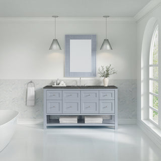 60 Inch Breckenridge Freestanding Vanity in Serenity Blue / Parisien Bleu Top
