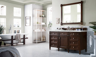 60 Inch Brittany Freestanding Vanity in Burnished Mahogany / Ethereal Noctis Top