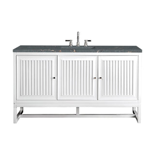 60 Inch Athens Dual Mount Vanity in Glossy White / Parisien Bleu Top