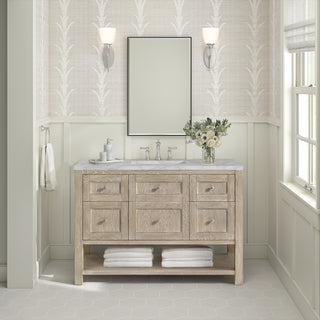 48 Inch Breckenridge Freestanding Vanity in Whitewashed Oak / Victorian Silver Top