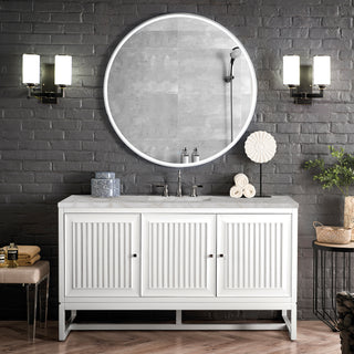 60 Inch Athens Dual Mount Vanity in Glossy White / Victorian Silver Top