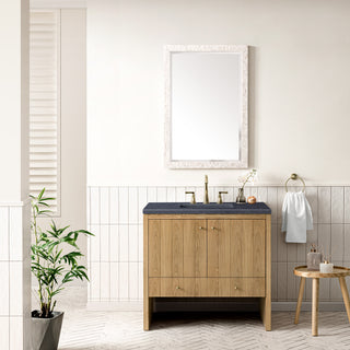 36 Inch Hudson Freestanding Vanity in Light Natural Oak / Charcoal Soapstone Top