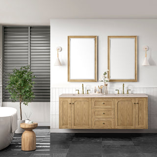 72 Inch Laurent Dual Mount Vanity in Light Natural Oak / Eternal Marfil Top