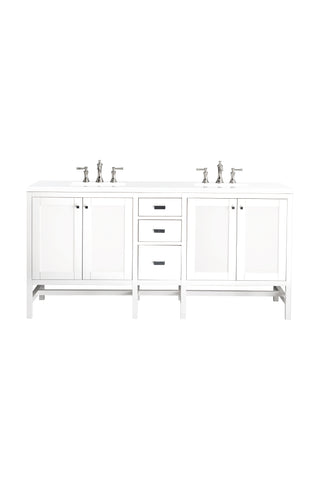 72 Inch Addison Freestanding Vanity in Glossy White / White Zeus Top