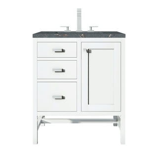 30 Inch Addison Freestanding Vanity in Glossy White / Parisien Bleu Top