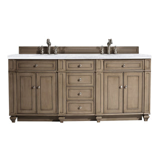 72 Inch Bristol Freestanding Vanity in Whitewashed Walnut / Arctic Fall Solid Surface Top