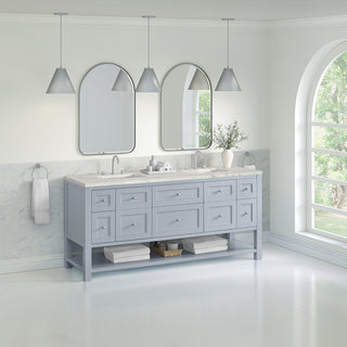 72 Inch Breckenridge Freestanding Vanity in Serenity Blue / Victorian Silver Top