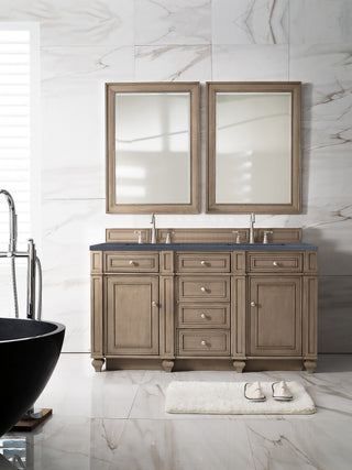 60 Inch Bristol Freestanding Vanity in Whitewashed Walnut / Charcoal Soapstone Top