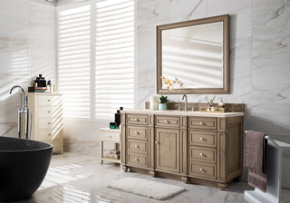 60 Inch Bristol Freestanding Vanity in Whitewashed Walnut / Eternal Marfil Top