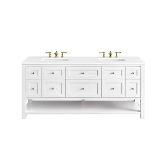 72 Inch Breckenridge Freestanding Vanity in Bright White / White Zeus Top