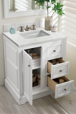 31.25 Inch De Soto Freestanding Vanity in Bright White / Eternal Jasmine Pearl Top