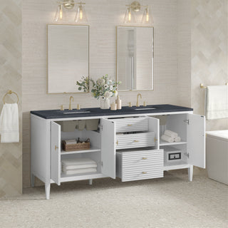 72 Inch Myrrin Freestanding Vanity in Bright White / Charcoal Soapstone Top
