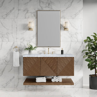 48 Inch Marcello Floating Vanity in Chestnut / Carrara White Top