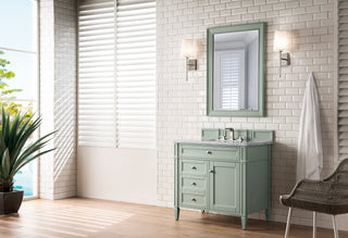 36 Inch Brittany Freestanding Vanity in Sage Green / Carrara White Top